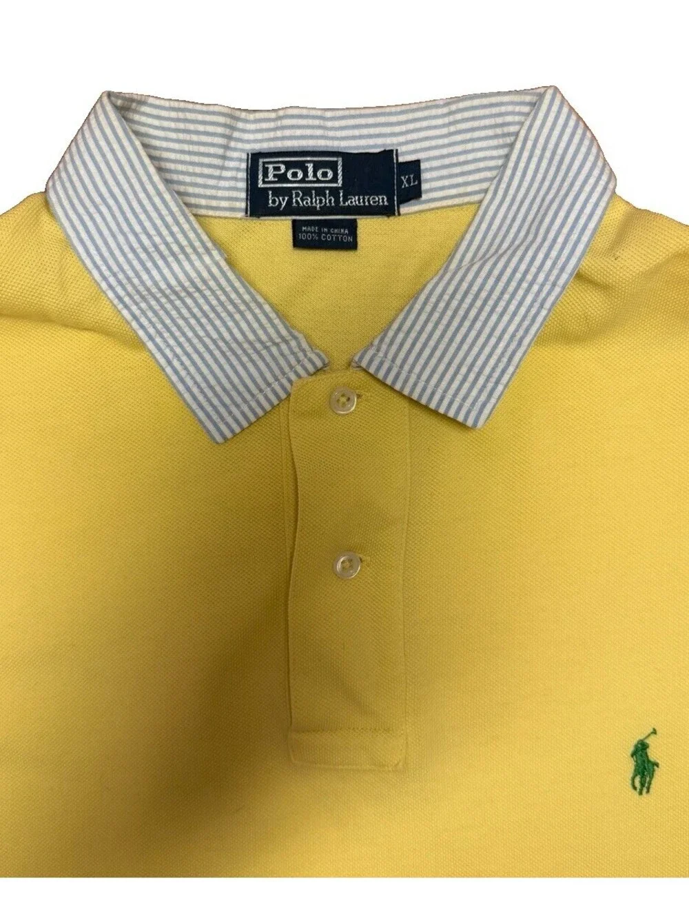 Polo Ralph Lauren Men's Yellow Solid Short Sleeve Seersucker Collar XL